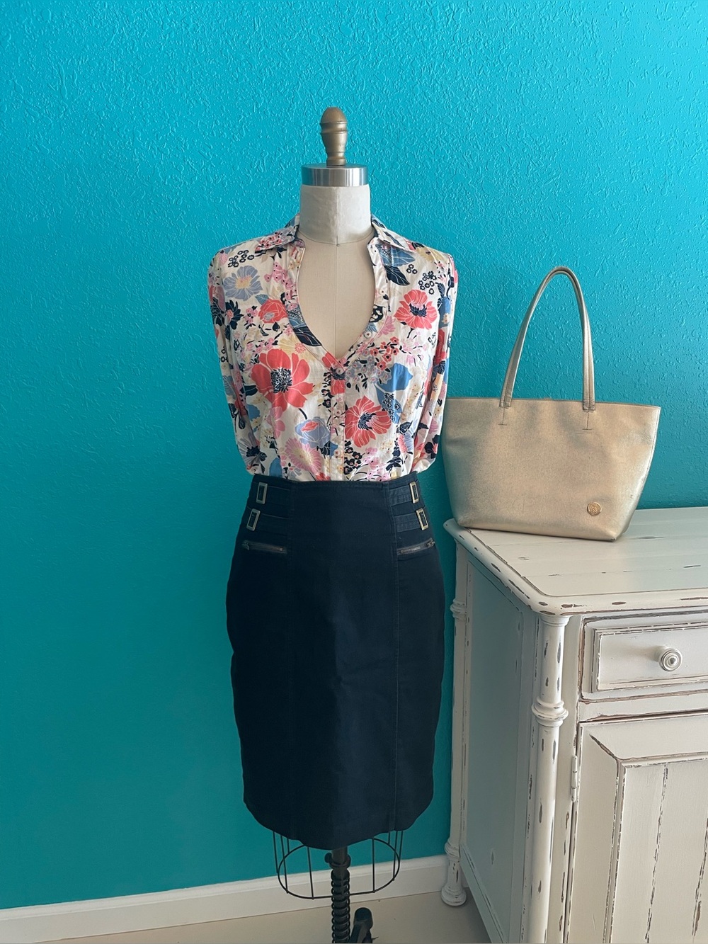 Worthington Fitted Denim Pencilskirt OfficeSiren Sexy Pinup Skirt